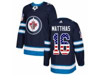 Men Adidas Winnipeg Jets #16 Shawn Matthias Navy Blue USA Flag Fashion NHL Jersey