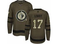 Men Adidas Winnipeg Jets #17 Adam Lowry Green Salute to Service NHL Jersey