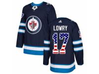 Men Adidas Winnipeg Jets #17 Adam Lowry Navy Blue USA Flag Fashion NHL Jersey