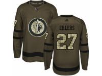 Men Adidas Winnipeg Jets #27 Nikolaj Ehlers Green Salute to Service NHL Jersey