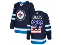 Men Adidas Winnipeg Jets #27 Nikolaj Ehlers Navy Blue USA Flag Fashion NHL Jersey