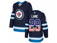 Men Adidas Winnipeg Jets #29 Patrik Laine Navy Blue USA Flag Fashion NHL Jersey