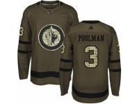 Men Adidas Winnipeg Jets #3 Tucker Poolman Green Salute to Service NHL Jersey