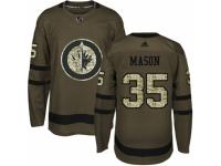 Men Adidas Winnipeg Jets #35 Steve Mason Green Salute to Service NHL Jersey