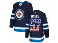 Men Adidas Winnipeg Jets #57 Tyler Myers Navy Blue USA Flag Fashion NHL Jersey