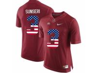 Men Alabama Crimson Tide #3 Vinnie Sunseri Red USA Flag College Limited Jersey