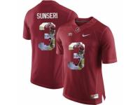 Men Alabama Crimson Tide #3 Vinnie Sunseri Red With Portrait Print College Football Jersey