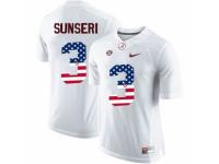 Men Alabama Crimson Tide #3 Vinnie Sunseri White USA Flag College Limited Jersey