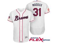 Men Atlanta Braves #31 Greg Maddux White Stars & Stripes 2016 Independence Day Flex Base Jersey