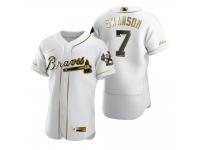 Men Atlanta Braves Dansby Swanson Nike White Golden Edition Jersey