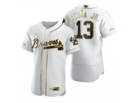 Men Atlanta Braves Ronald Acuna Jr. Nike White Golden Edition Jersey