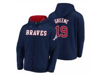 Men Atlanta Braves Shane Greene Navy Matte Fleece Full-Zip Hoodie