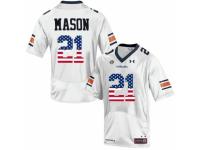 Men Auburn Tigers #21 Tre Mason White USA Flag College Football Jersey