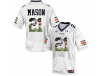 Men Auburn Tigers #21 Tre Mason White With Portrait Print College Football Jersey