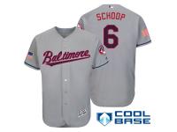 Men Baltimore Orioles #6 Jonathan Schoop Gray Stars & Stripes 2016 Independence Day Cool Base Jersey