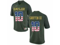 Men Baylor Bears #10 Robert Griffin III Green USA Flag College Football Jersey
