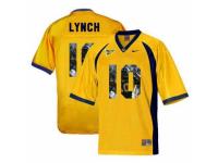 Men Cal Bears #10 Marshawn Lynch Gold With Portrait Print College Football Jersey
