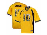 Men Cal Bears #10 Marshawn Lynch Gold With Portrait Print College Football Jersey
