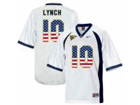 Men Cal Bears #10 Marshawn Lynch White USA Flag College Football Jersey