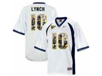 Men Cal Bears #10 Marshawn Lynch White With Portrait Print College Football Jersey