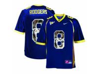 Men Cal Bears #8 Aaron Rodgers Navy With Portrait Print College Football Jersey