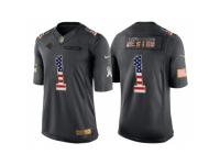 Men Carolina Panthers #1 Cam Newton Anthracite Salute to Service USA Flag Fashion Jersey