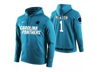 Men Carolina Panthers #1 Cam Newton Blue Circuit Wordmark Pullover Hoodie