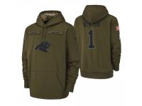 Men Carolina Panthers #1 Cam Newton Olive 2018 Salute to Service Pullover Hoodie
