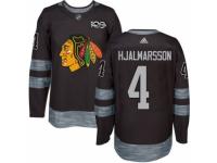 Men Chicago Blackhawks #4 Niklas Hjalmarsson Black 1917-2017 100th Anniversary Stitched NHL Jersey