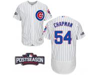 Men Chicago Cubs Aroldis Chapman #54 NL Central Champions White 2016 Postseason Patch Flex Base Jersey