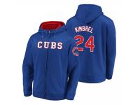 Men Chicago Cubs Craig Kimbrel Royal Matte Fleece Full-Zip Hoodie