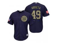Men Chicago Cubs Jake Arrieta #49 Navy Camo Flag Patch Cool Base Jersey