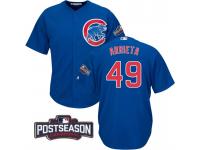 Men Chicago Cubs Jake Arrieta #49 NL Central Division Champions Royal 2016 Postseason Patch Cool Base Jersey