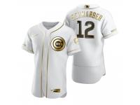 Men Chicago Cubs Kyle Schwarber Nike White Golden Edition Jersey