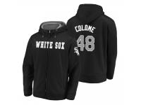 Men Chicago White Sox Alex Colome Black Matte Fleece Full-Zip Hoodie