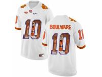Men Clemson Tigers #10 Ben Boulware White With Portrait Print College Football Jersey