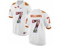 Men Clemson Tigers #7 Mike Williams White With Portrait Print College Football Jersey