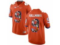 Men Clemson Tigers #9 Wayne Gallman II Orange With Portrait Print College Football Jersey