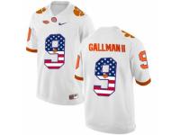 Men Clemson Tigers #9 Wayne Gallman II White USA Flag College Football Jersey