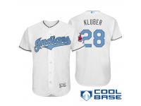 Men Cleveland Indians #28 Corey Kluber Majestic White Fashion 2016 Father's Day Cool Base Jersey