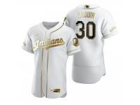 Men Cleveland Indians Tyler Naquin Nike White Golden Edition Jersey