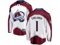 Men Colorado Avalanche 1 Semyon Varlamov White Away Breakaway NHL Jersey
