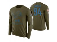 Men Detroit Lions #94 Ezekiel Ansah 2018 Salute to Service Long Sleeve Olive T-Shirt