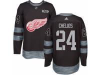 Men Detroit Red Wings #24 Chris Chelios Black 1917-2017 100th Anniversary Stitched NHL Jersey
