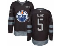 Men Edmonton Oilers #5 Mark Fayne Black 1917-2017 100th Anniversary Stitched NHL Jersey