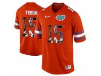 Men Florida Gators #15 Tim Tebow Orange With Portrait Print College Football Jersey