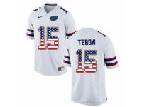 Men Florida Gators #15 Tim Tebow White USA Flag College Football Jersey