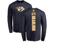 Men Hockey Nashville Predators #64 Mikael Granlund Backer Navy Blue Long Sleeve T-Shirt
