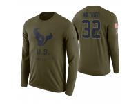 Men Houston Texans #32 Tyrann Mathieu 2018 Salute to Service Long Sleeve Olive T-Shirt