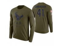 Men Houston Texans #41 Zach Cunningham 2018 Salute to Service Long Sleeve Olive T-Shirt